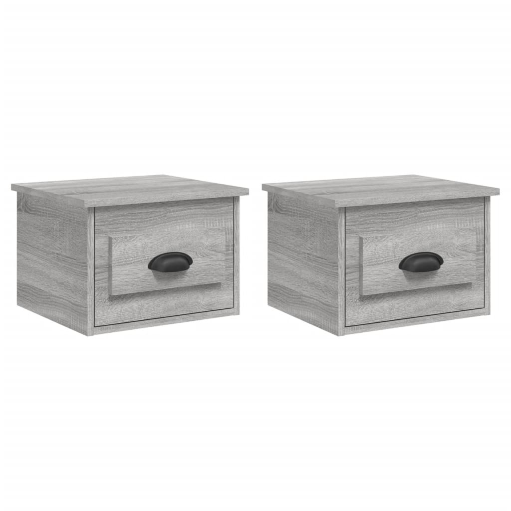 Κομοδίνα Επιτοίχια 2 τεμ. Γκρι Sonoma 41,5 x 36 x 28 εκ. - Pakobazaar