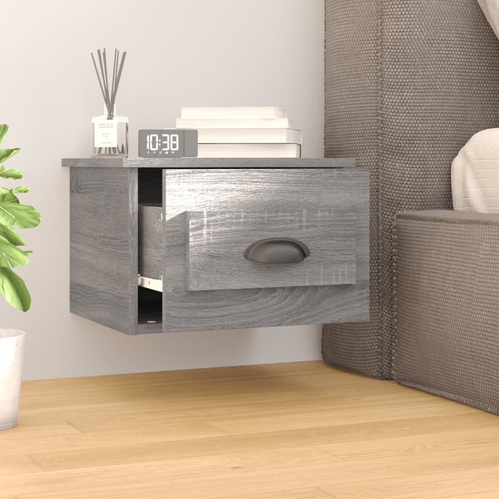 Κομοδίνα Επιτοίχια 2 τεμ. Γκρι Sonoma 41,5 x 36 x 28 εκ. - Pakobazaar
