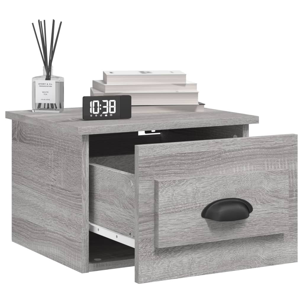 Κομοδίνα Επιτοίχια 2 τεμ. Γκρι Sonoma 41,5 x 36 x 28 εκ. - Pakobazaar