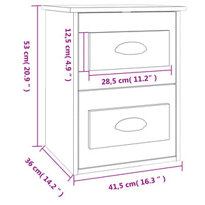 Κομοδίνο Επιτοίχιο Μαύρο 41,5x36x53 εκ. - Pakobazaar