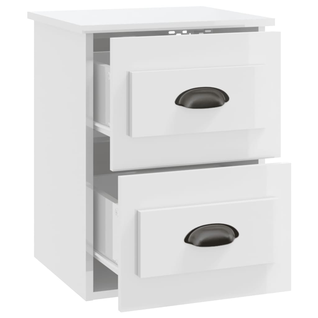 Κομοδίνο Επιτοίχιο Γυαλιστερό Λευκό 41,5 x 36 x 53 εκ. - Pakobazaar