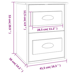 Κομοδίνο Επιτοίχιο Καφέ Δρυς 41,5 x 36 x 53 εκ.