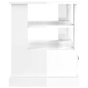 Βοηθητικό Τραπέζι Γυαλιστ. Λευκό 50x50x60εκ. Επεξεργασμένο Ξύλο