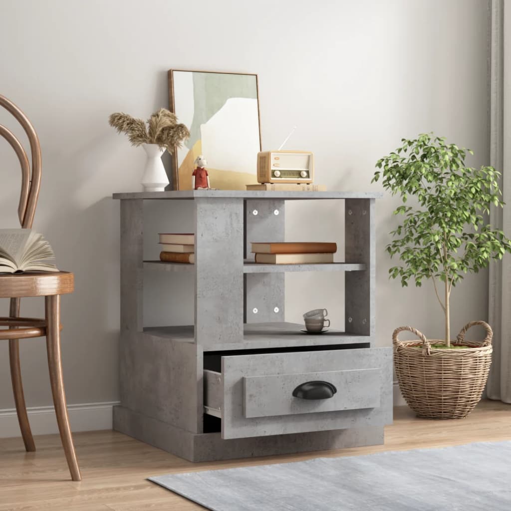 Βοηθητικό Τραπέζι Γκρι Σκυροδ. 50x50x60 εκ. Επεξεργασμένο Ξύλο