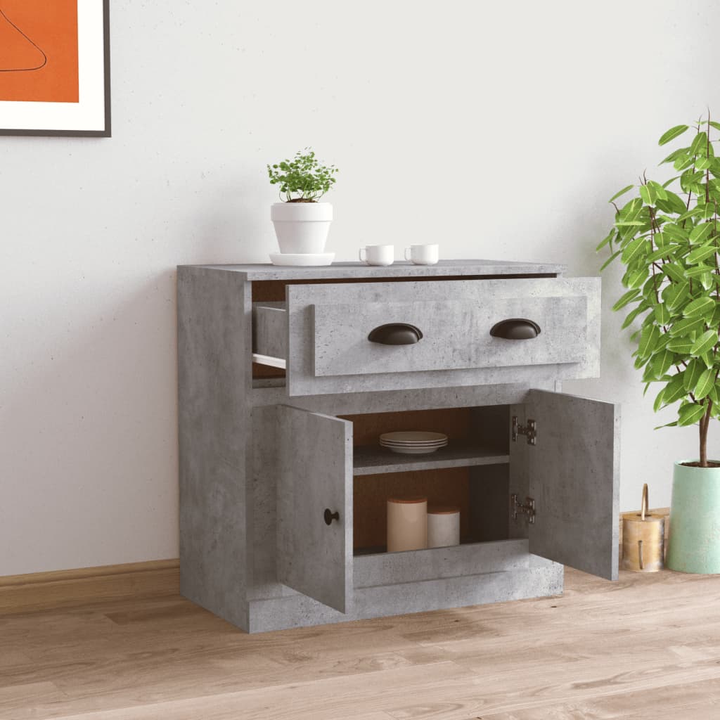 Μπουφές Γκρι Σκυροδέματος 70x35,5x67,5 εκ. Επεξεργασμένο Ξύλο