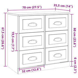 Μπουφές Sonoma Δρυς 70x35,5x67,5 εκ. από Επεξεργασμένο Ξύλο