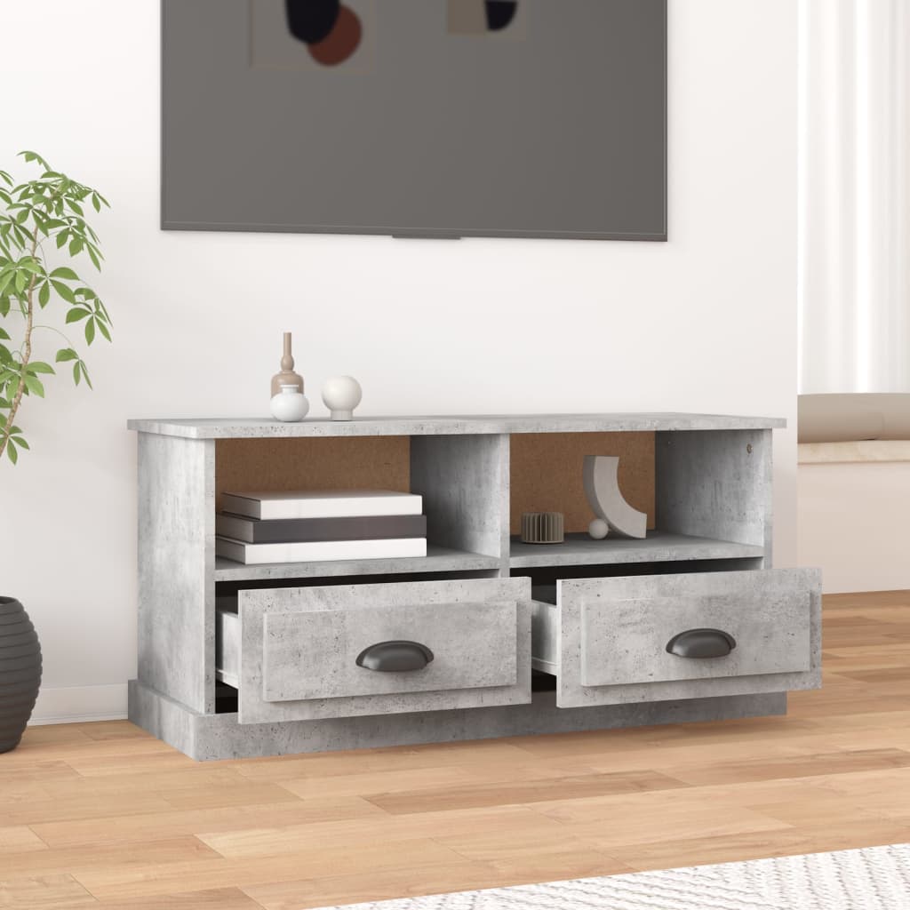 Έπιπλο Τηλεόρασης Γκρι Σκυροδέματος 93x35,5x45 εκ. Επεξ. Ξύλο - Pakobazaar