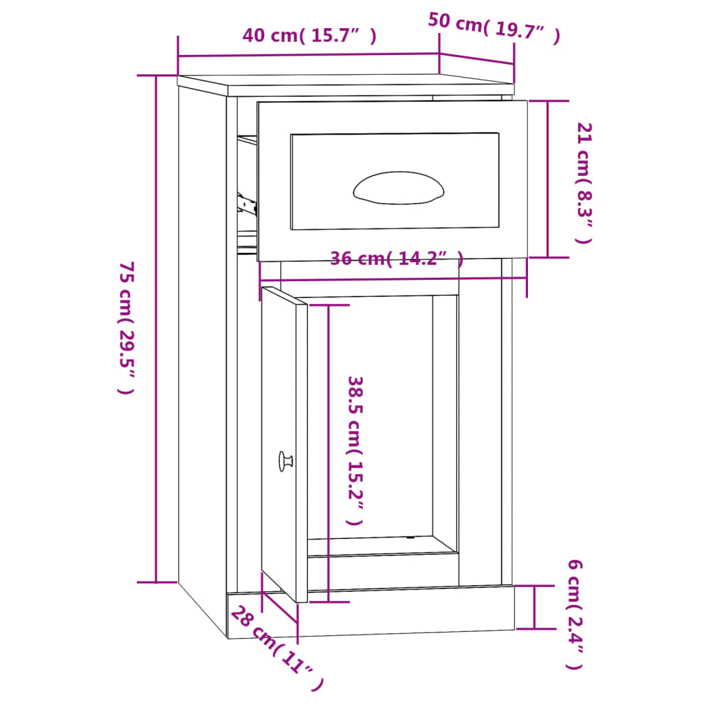 Ντουλάπι με Συρτάρι Γκρι Σκυροδέματος 40x50x75 εκ Επεξεργ. Ξύλο