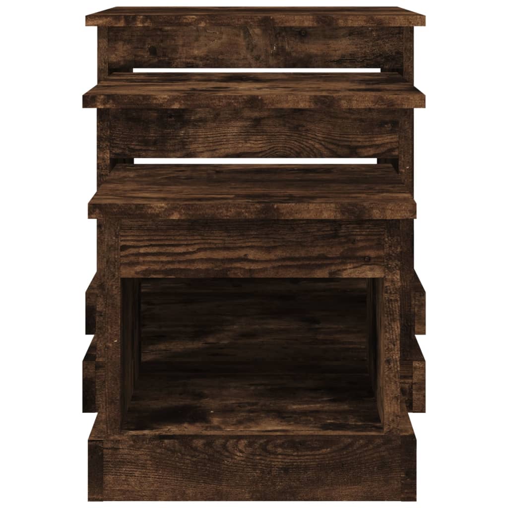 Τραπεζάκια Σαλονιού 3 τεμ Καπνιστή Oak Επεξ. Ξύλο