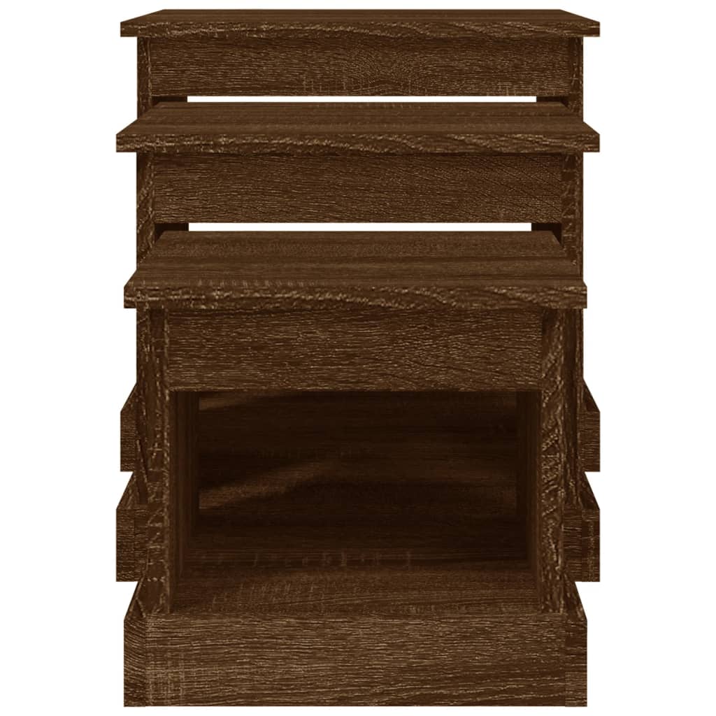 Τραπεζάκια Σαλονιού 3 τεμ Brown Oak Επεξ. Ξύλο