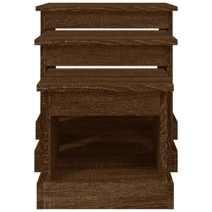 Τραπεζάκια Σαλονιού 3 τεμ Brown Oak Επεξ. Ξύλο - Pakobazaar