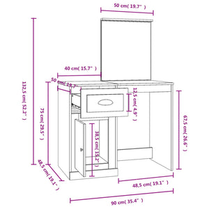 Μπουντουάρ με Καθρέφτη Sonoma Δρυς 90x50x132,5 εκ. Επεξ. Ξύλο - Pakobazaar
