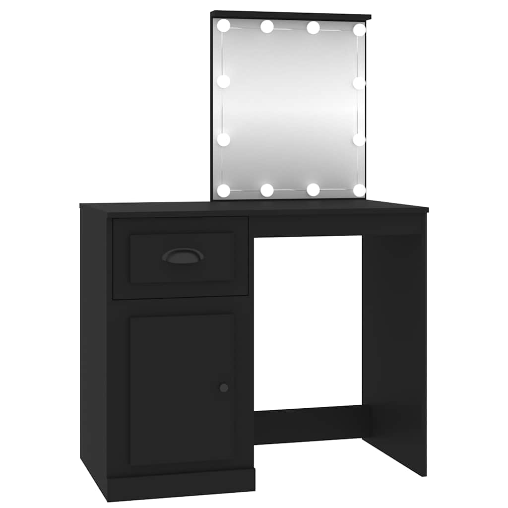 Μπουντουάρ με LED Μαύρο 90x50x132,5 εκ. Επεξ. Ξύλο - Pakobazaar