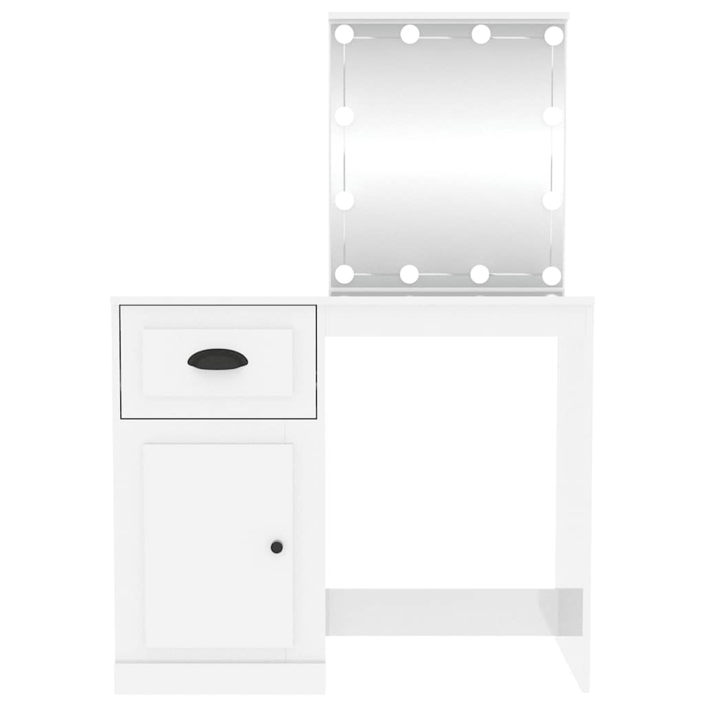 Μπουντουάρ με LED Γυαλ. Λευκό 90 x 50 x 132,5 εκ. Επεξ. Ξύλο - Pakobazaar