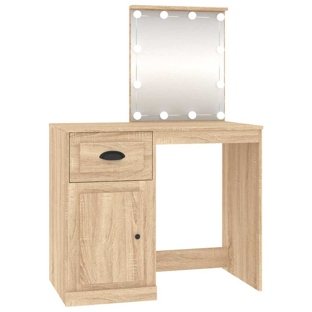 Μπουντουάρ με LED Sonoma Δρυς 90x50x132,5 εκ. Επεξ. Ξύλο - Pakobazaar