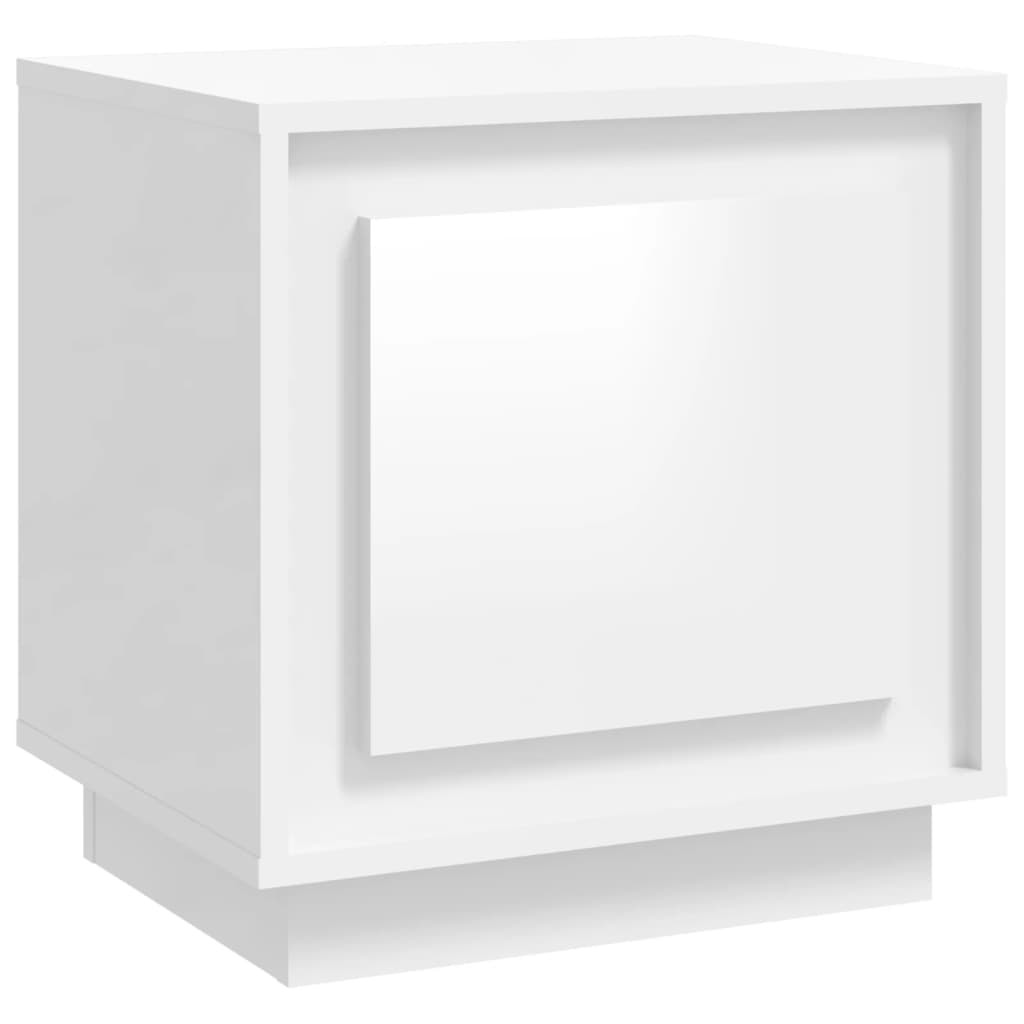Κομοδίνο Γυαλιστερό Λευκό 44 x 35 x 45 εκ. Επεξεργασμένο Ξύλο