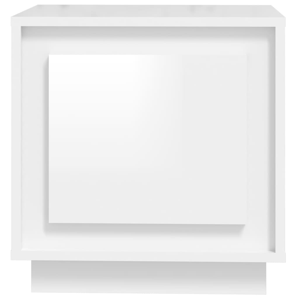 Κομοδίνο Γυαλιστερό Λευκό 44 x 35 x 45 εκ. Επεξεργασμένο Ξύλο