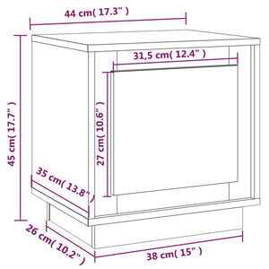 Κομοδίνο Γκρι Σκυρ. 44x35x45 εκ. από Επεξεργασμένο Ξύλο