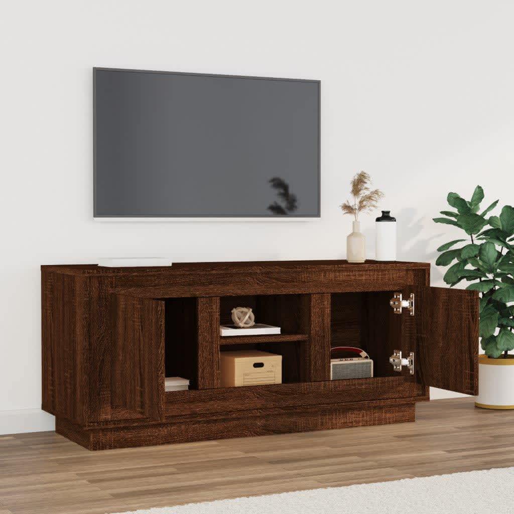 Έπιπλο Τηλεόρασης Καφέ Δρυς 102 x 35 x 45 εκ. από Επεξεργ. Ξύλο - Pakobazaar