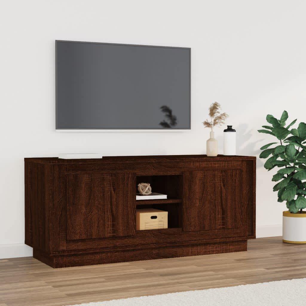 Έπιπλο Τηλεόρασης Καφέ Δρυς 102 x 35 x 45 εκ. από Επεξεργ. Ξύλο - Pakobazaar