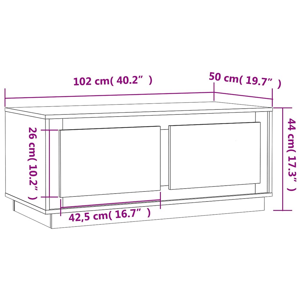 Τραπεζάκι Σαλονιού Sonoma Δρυς 102x50x44 εκ. Επεξεργασμένο Ξύλο - Pakobazaar
