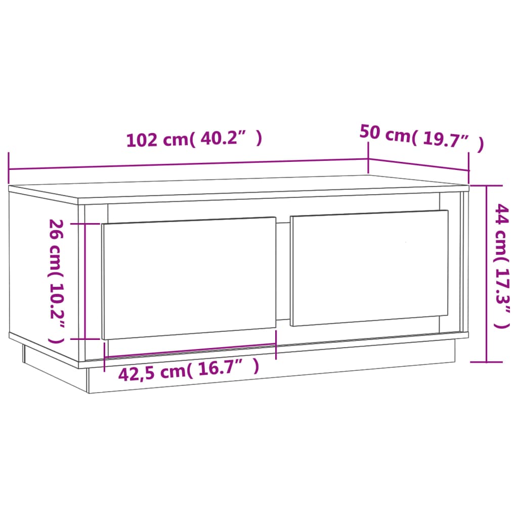 Τραπεζάκι Σαλονιού Γκρι Sonoma 102x50x44 εκ. Επεξεργασμένο Ξύλο