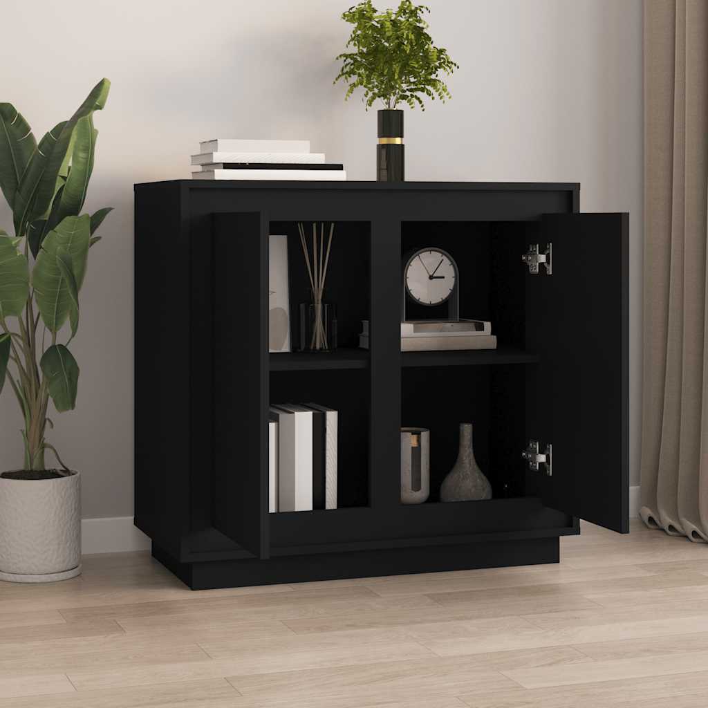 Ντουλάπι Μαύρο 80 x 34 x 75 εκ. από Επεξεργασμένο Ξύλο - Pakobazaar