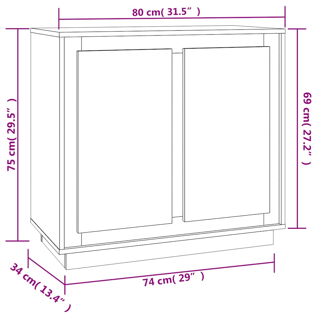 Ντουλάπι Μαύρο 80 x 34 x 75 εκ. από Επεξεργασμένο Ξύλο - Pakobazaar