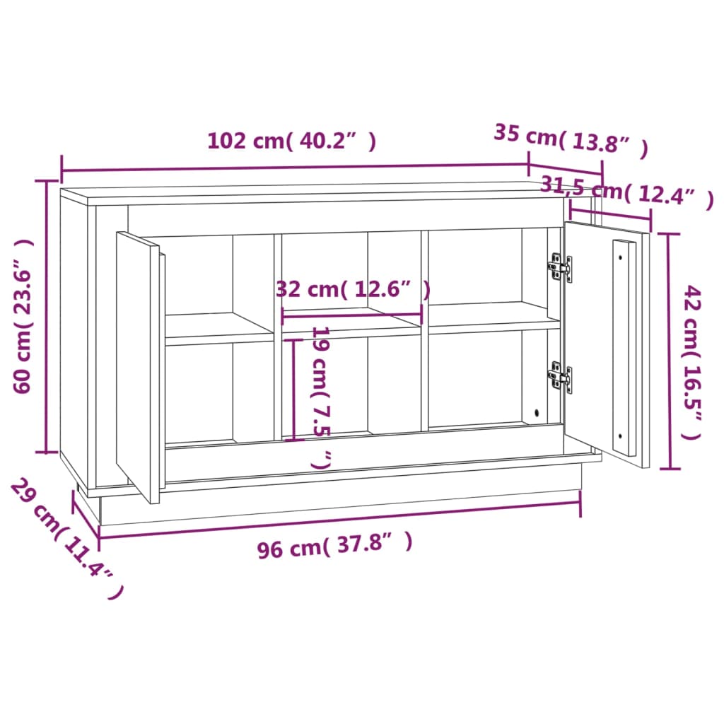 Ντουλάπι Καπνιστή Δρυς 102x35x60 εκ. από Επεξεργασμένο Ξύλο - Pakobazaar