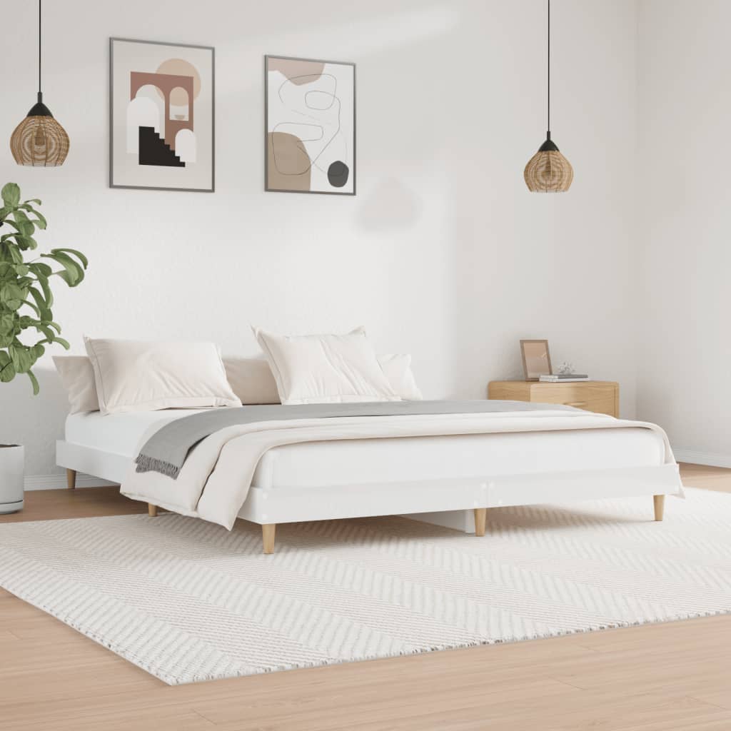 Πλαίσιο Κρεβατιού Γυαλιστερό Λευκό 150x200 εκ Επεξεργ. Ξύλο