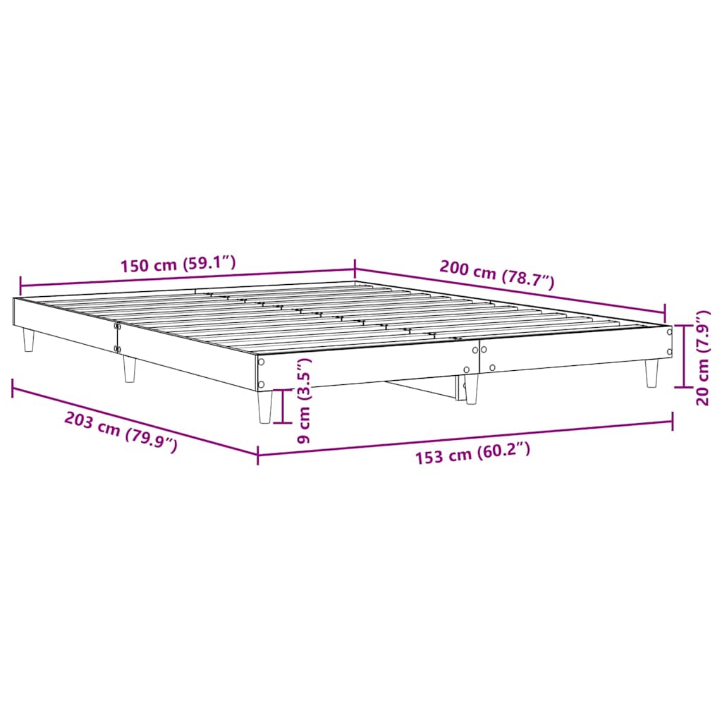 Πλαίσιο Κρεβατιού Χωρ. Στρώμα Sonoma Δρυς 150x200εκ. Επ. Ξύλο