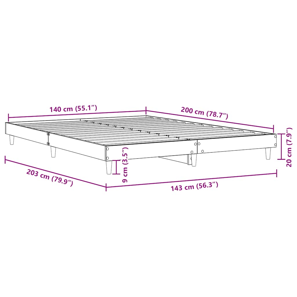 Πλαίσιο Κρεβατιού Χωρ. Στρώμα Sonoma Δρυς 140x200εκ. Επ. Ξύλο - Pakobazaar
