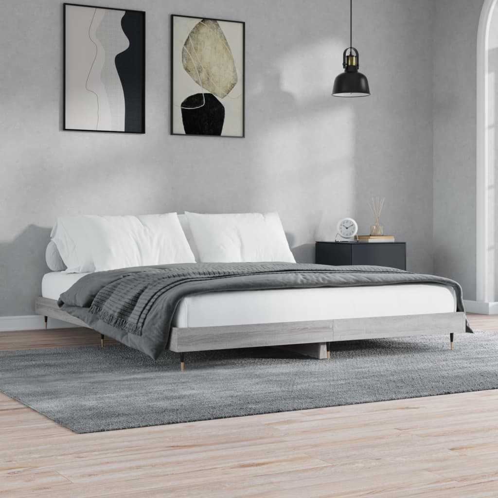 Πλαίσιο Κρεβατιού Γκρι Sonoma 150x200 εκ. Επεξεργασμένο Ξύλο - Pakobazaar