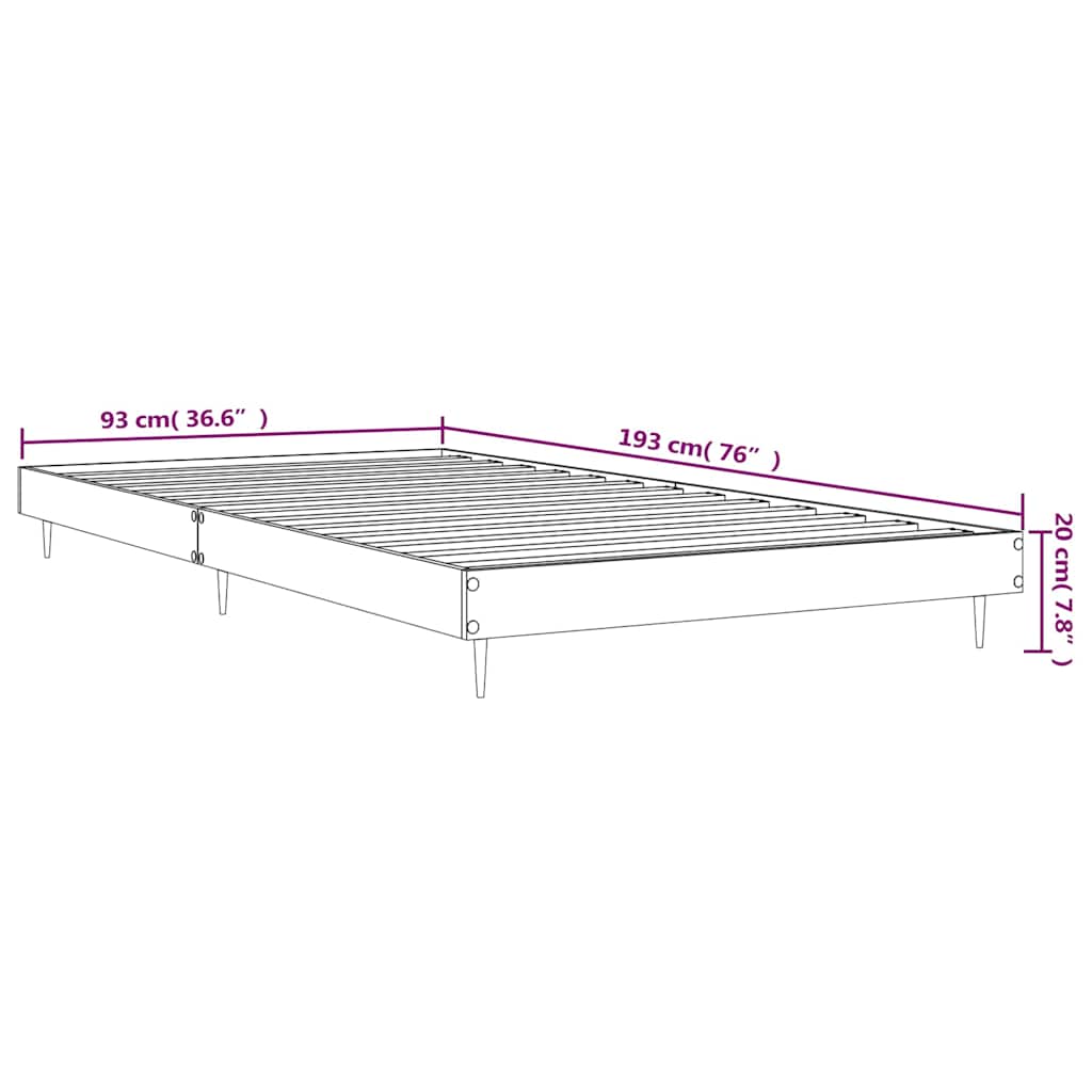 Πλαίσιο Κρεβατιού Γκρι Σκυροδέματος 90 x 190 εκ. Επεξεργ. Ξύλο