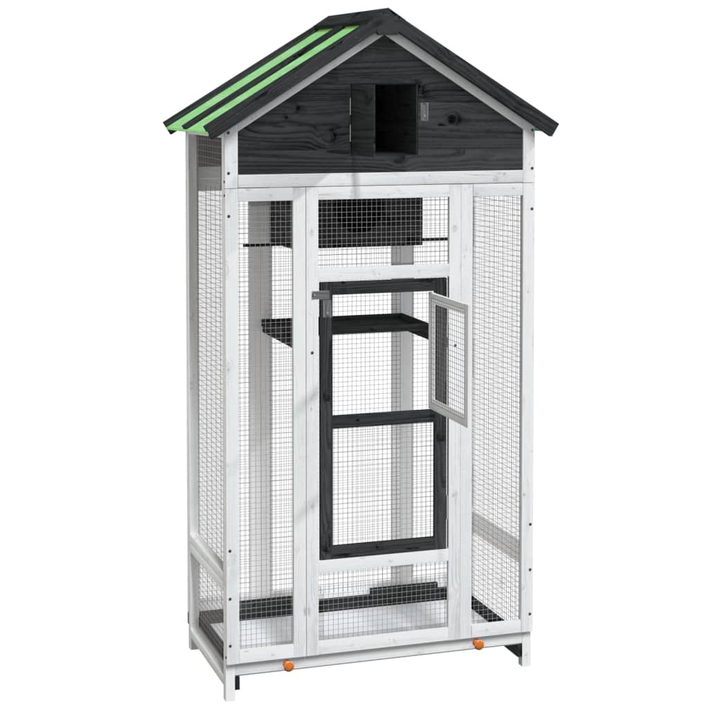 Σπιτάκι Πουλιών Γκρι 91,5 x 53 x 170 εκ. από Μασίφ Ξύλο Πεύκου - PAKOBAZAAR