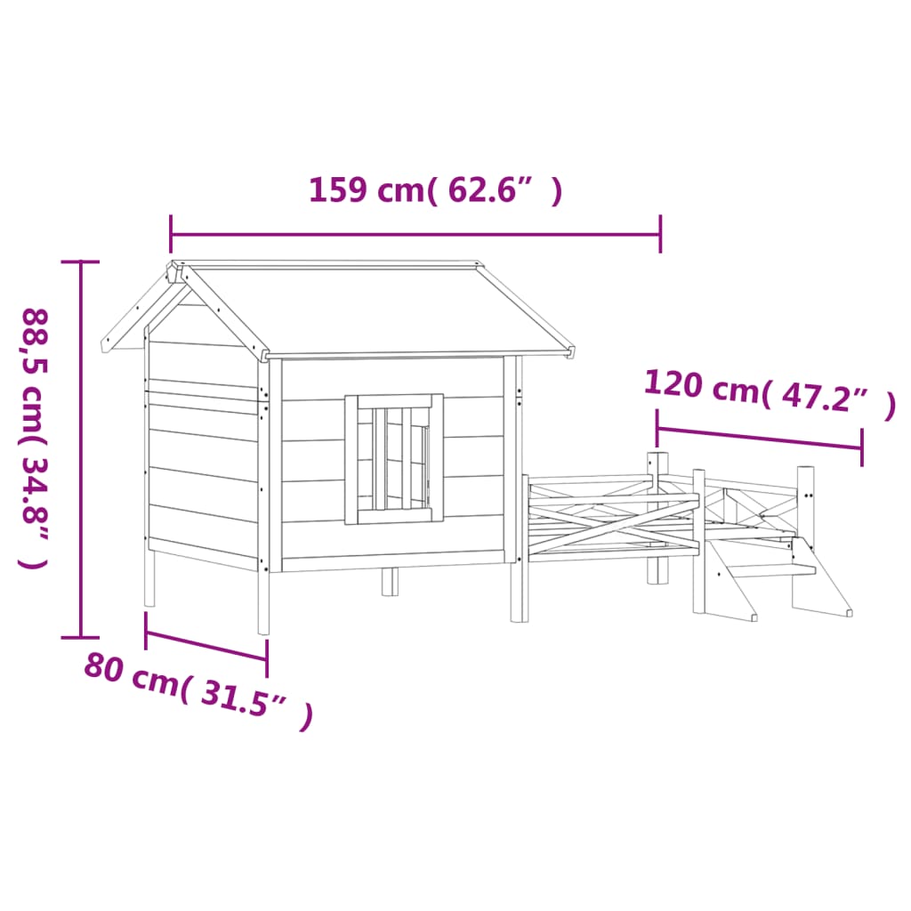 Σπίτι Σκύλου Μόκα 159 x 120 x 88,5 εκ. από Μασίφ Ξύλο Πεύκου - Pakobazaar