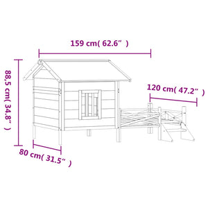 Σπίτι Σκύλου Μόκα 159 x 120 x 88,5 εκ. από Μασίφ Ξύλο Πεύκου - Pakobazaar