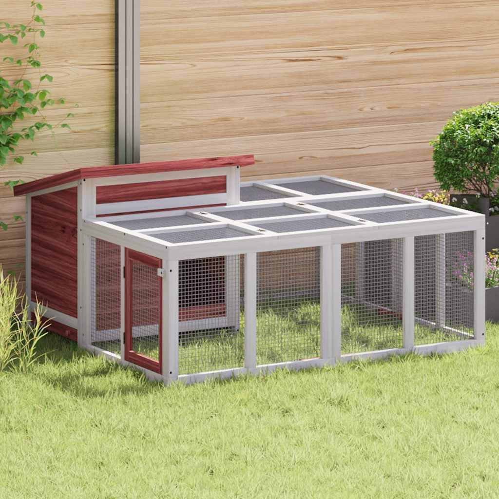 Κλουβί Κουνελιών Μόκα 144 x 123 x 67,5 εκ. Μασίφ Ξύλο Πεύκου - PAKOBAZAAR