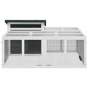 Κλουβί Κουνελιών Γκρι 144 x 123 x 67,5 εκ. Μασίφ Ξύλο Πεύκου - PAKOBAZAAR