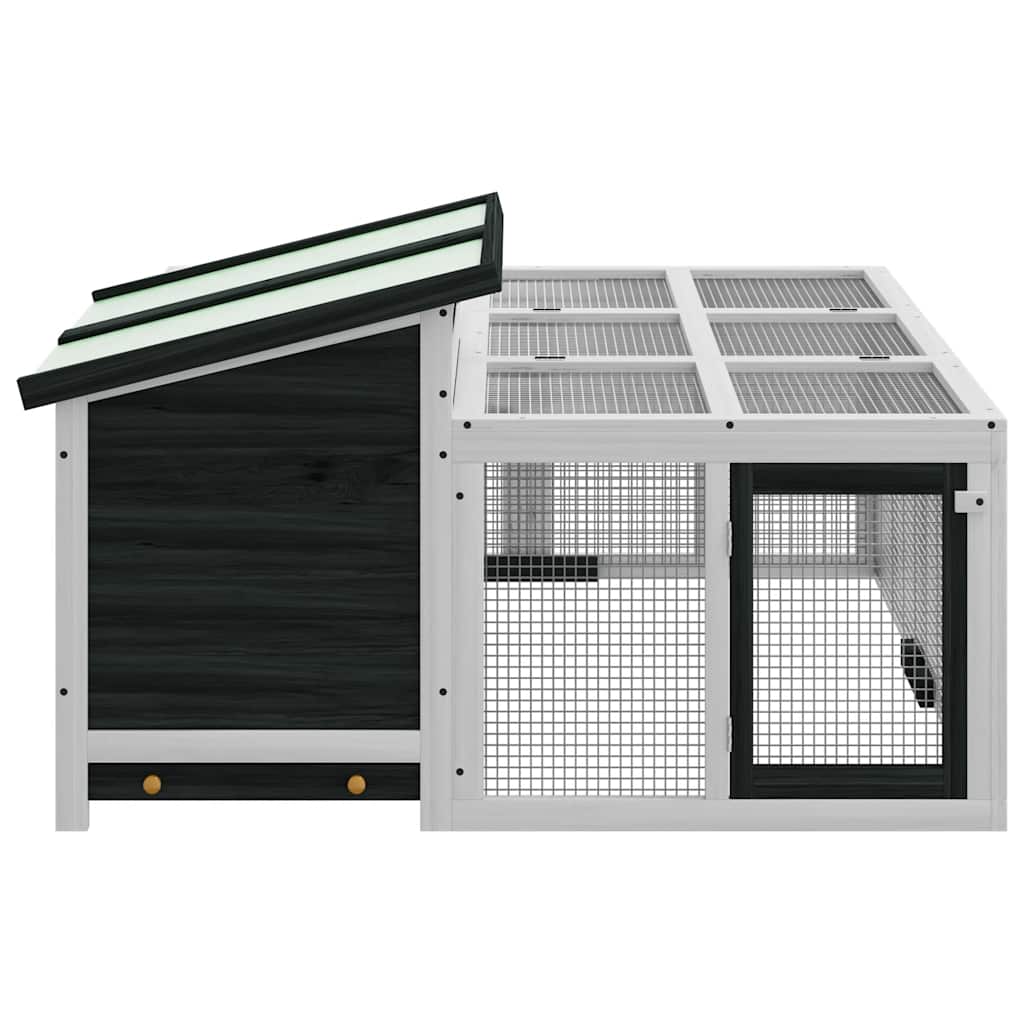 Κλουβί Κουνελιών Γκρι 144 x 123 x 67,5 εκ. Μασίφ Ξύλο Πεύκου - PAKOBAZAAR