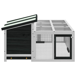 Κλουβί Κουνελιών Γκρι 144 x 123 x 67,5 εκ. Μασίφ Ξύλο Πεύκου - PAKOBAZAAR