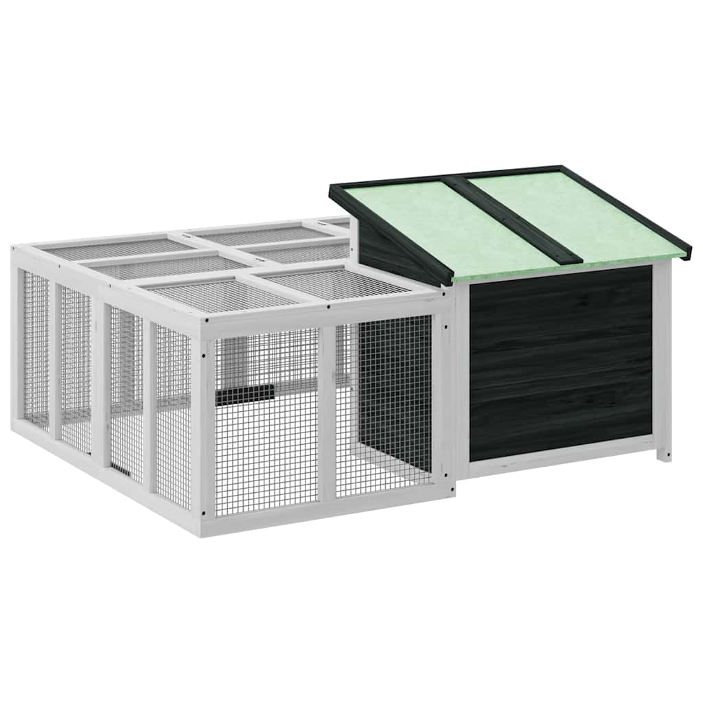 Κλουβί Κουνελιών Γκρι 144 x 123 x 67,5 εκ. Μασίφ Ξύλο Πεύκου - PAKOBAZAAR