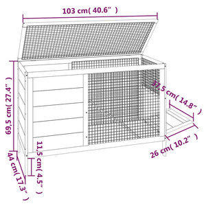 Κλουβί Κουνελιών Γκρι 103 x 44 x 69,5 εκ. Μασίφ Ξύλο Πεύκου - Pakobazaar