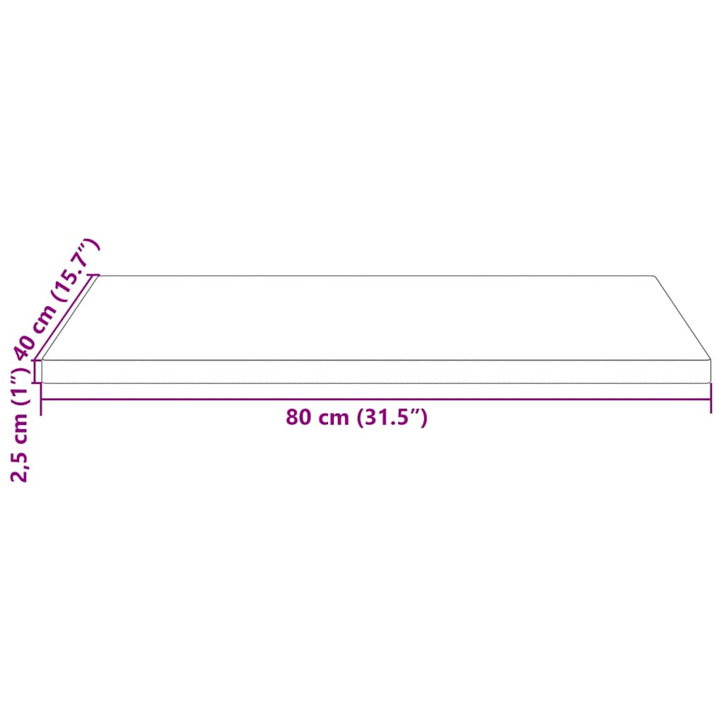 Επιφάνεια Τραπεζιού Ορθογ. 80x40x2,5 εκ. από Μασίφ Ξύλο Πεύκου