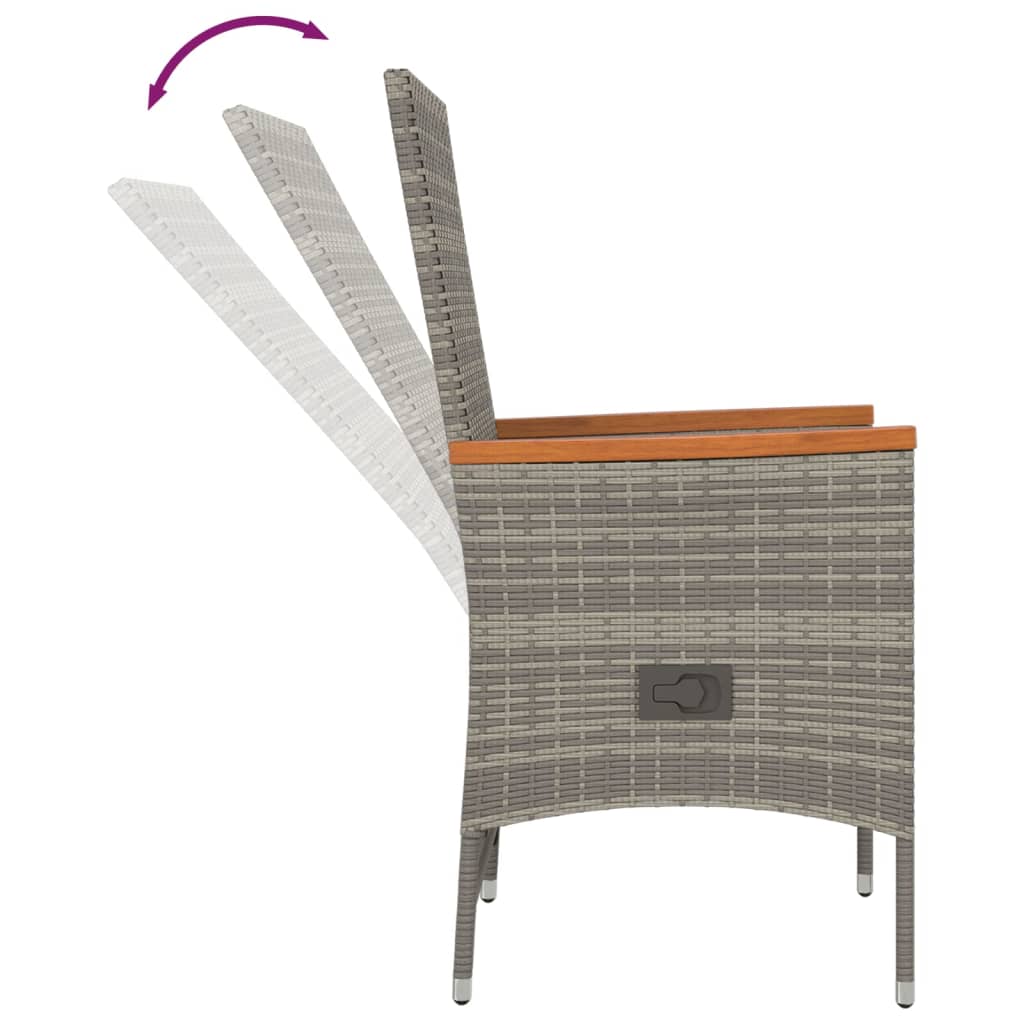 Σετ Τραπεζαρίας Κήπου 7 τεμ. Γκρι Συνθ. Ρατάν με Μαξιλάρια