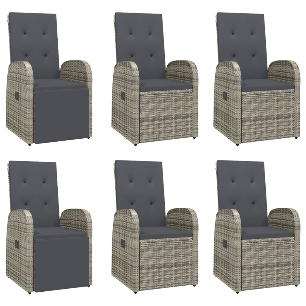 Σετ Τραπεζαρίας Κήπου 7 τεμ. Γκρι Συνθ. Ρατάν με Μαξιλάρια