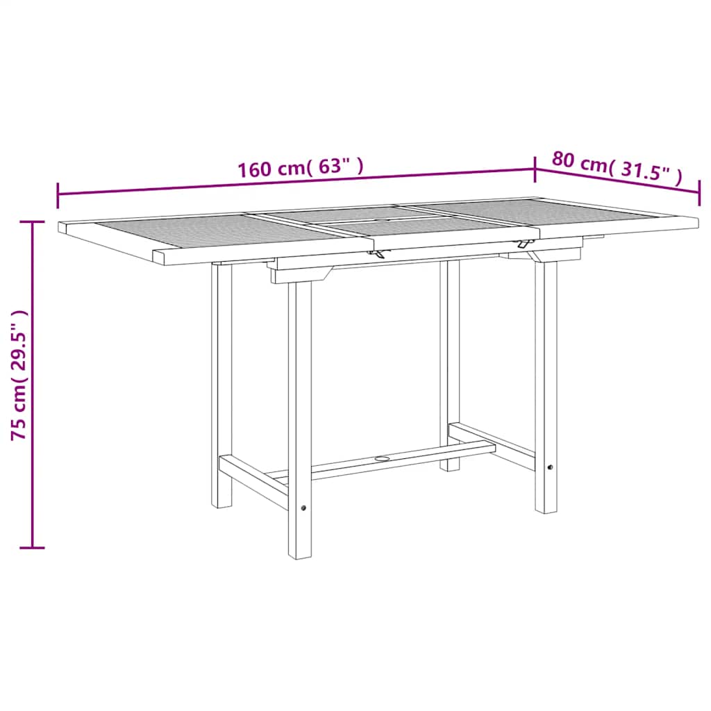 Τραπέζι Κήπου Επεκτεινόμενο 110-160x80x75 εκ. Μασίφ Ξύλο Teak - Pakobazaar