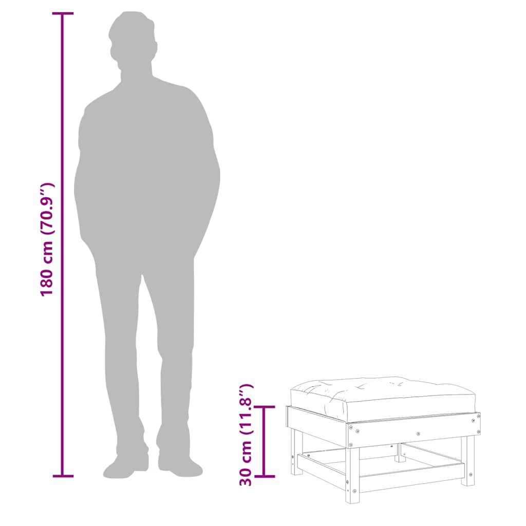 Υποπόδιο Κήπου από Μασίφ Ξύλο Πεύκου με Μαξιλάρι - Pakobazaar