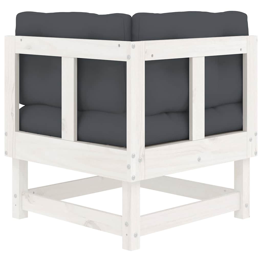 Καναπέδες Γωνιακοί με Μαξιλάρια 2 τεμ. Λευκοί Μασίφ Ξύλο Πεύκου - Pakobazaar