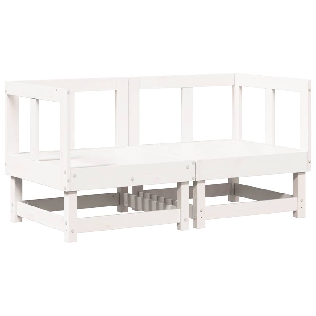 Καναπέδες Γωνιακοί με Μαξιλάρια 2 τεμ. Λευκοί Μασίφ Ξύλο Πεύκου - Pakobazaar